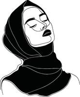 AI generated aesthetic women hijab continuous line art style symbol of women days vector