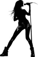 AI generated Silhouette lady rocker in perform black color only full body vector