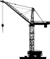 AI generated Silhouette Rail Mounted Tower Crane Industrial Heavy Equipment Black Color Only vector