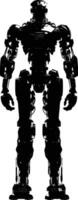 AI generated Silhouette robot character black color only full body vector