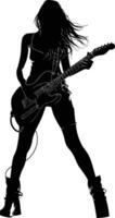 AI generated Silhouette lady rocker in perform black color only full body vector