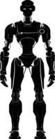 AI generated Silhouette robot character black color only full body vector
