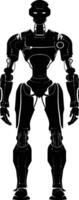 ai generado silueta robot personaje negro color solamente lleno cuerpo vector