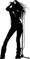 AI generated Silhouette lady rocker in perform black color only full body vector