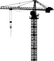 AI generated Silhouette Rail Mounted Tower Crane Industrial Heavy Equipment Black Color Only vector