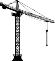 AI generated Silhouette Rail Mounted Tower Crane Industrial Heavy Equipment Black Color Only vector