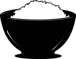 AI generated Silhouette a bowl of rice food black color only vector