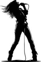 AI generated Silhouette lady rocker in perform black color only full body vector