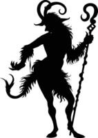 AI generated Silhouette satyr ancient mythology creature black color only full body vector