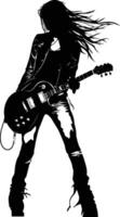 AI generated Silhouette lady rocker in perform black color only full body vector