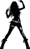 AI generated Silhouette lady rocker in perform black color only full body vector