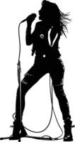 AI generated Silhouette lady rocker in perform black color only full body vector