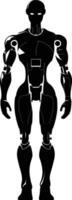 AI generated Silhouette robot character black color only full body vector