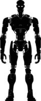 ai generado silueta robot personaje negro color solamente lleno cuerpo vector