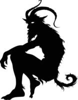 AI generated Silhouette satyr ancient mythology creature black color only full body vector