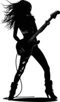 AI generated Silhouette lady rocker in perform black color only full body vector