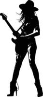 AI generated Silhouette lady rocker in perform black color only full body vector