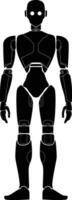 ai generado silueta robot personaje negro color solamente lleno cuerpo vector