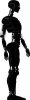 AI generated Silhouette robot character black color only full body vector