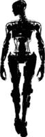 AI generated Silhouette robot character black color only full body vector