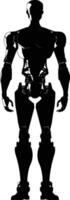 AI generated Silhouette robot character black color only full body vector