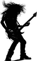 AI generated Silhouette rocker in perform black color only full body vector