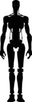 AI generated Silhouette robot character black color only full body vector