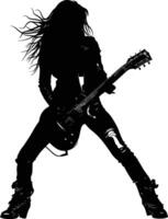 AI generated Silhouette lady rocker in perform black color only full body vector