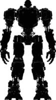 AI generated Silhouette robot character black color only full body vector