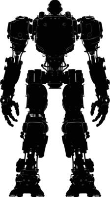 AI generated Silhouette robot character black color only full body