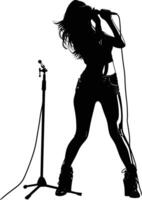 AI generated Silhouette lady rocker in perform black color only full body vector