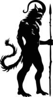 AI generated Silhouette satyr ancient mythology creature black color only full body vector