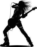 AI generated Silhouette lady rocker in perform black color only full body vector