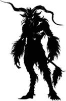 AI generated Silhouette satyr ancient mythology creature black color only full body vector