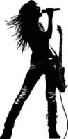 AI generated Silhouette lady rocker in perform black color only full body vector