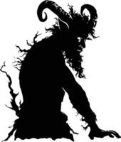 AI generated Silhouette satyr ancient mythology creature black color only full body vector