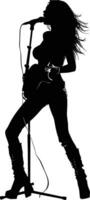 AI generated Silhouette lady rocker in perform black color only full body vector