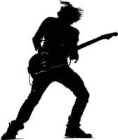 AI generated Silhouette rocker in perform black color only full body vector