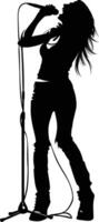 AI generated Silhouette lady rocker in perform black color only full body vector