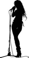 AI generated Silhouette lady rocker in perform black color only full body vector