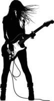 AI generated Silhouette lady rocker in perform black color only full body vector