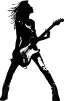 AI generated Silhouette lady rocker in perform black color only full body vector