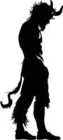 AI generated Silhouette satyr ancient mythology creature black color only full body vector