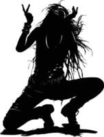 AI generated Silhouette lady rocker in perform black color only full body vector