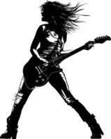 AI generated Silhouette lady rocker in perform black color only full body vector