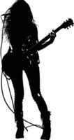 AI generated Silhouette lady rocker in perform black color only full body vector