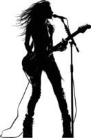 AI generated Silhouette lady rocker in perform black color only full body vector