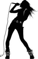 AI generated Silhouette lady rocker in perform black color only full body vector