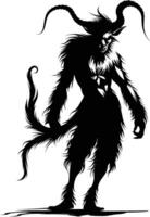 AI generated Silhouette satyr ancient mythology creature black color only full body vector