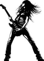 AI generated Silhouette lady rocker in perform black color only full body vector